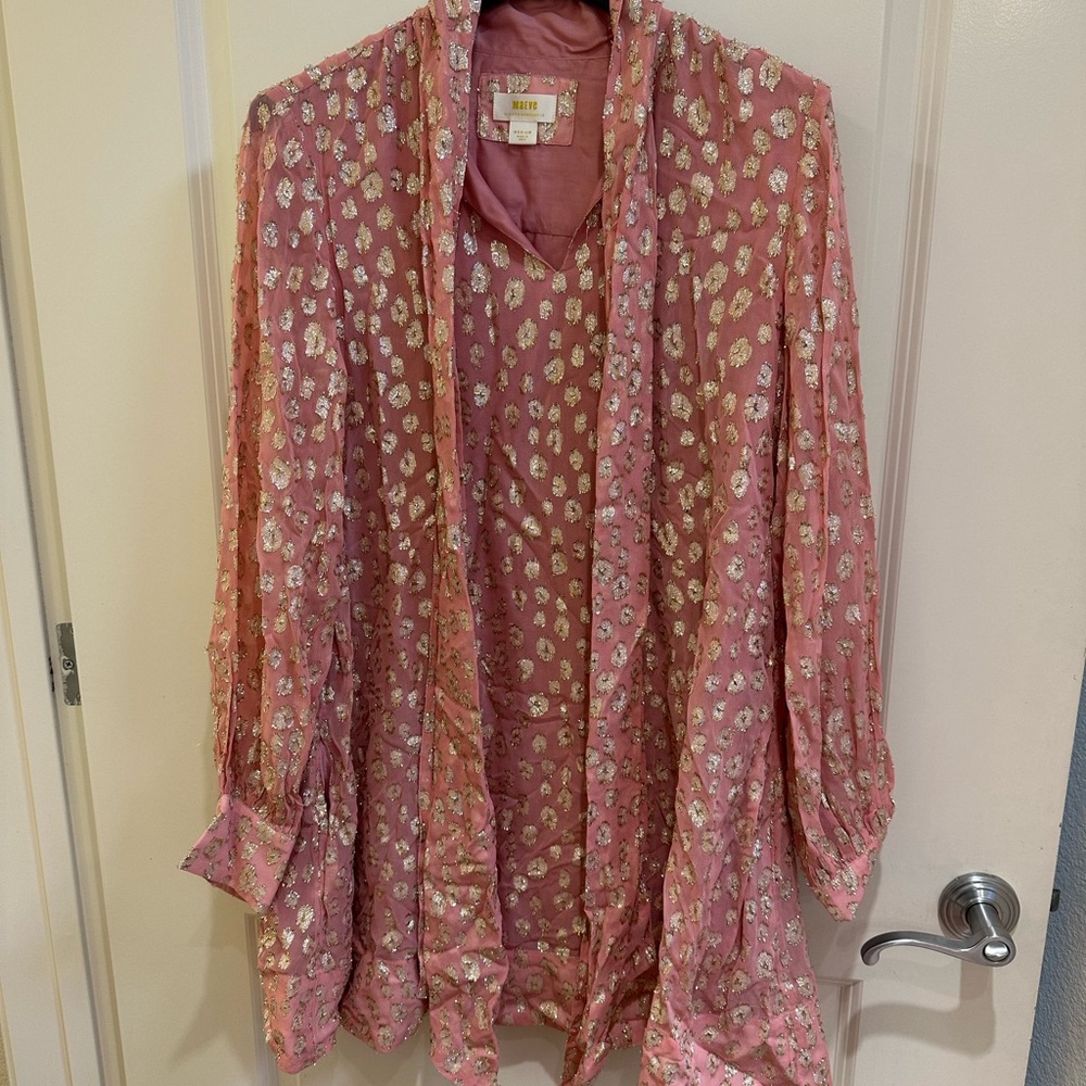 Anthropologie Pink Gold Long Sleeve Blouse